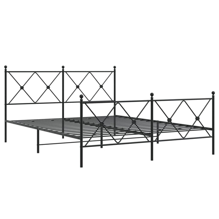 Cadru pat metalic cu tăblie de cap/picioare, negru, 150x200 cm - WALTI WALTI
