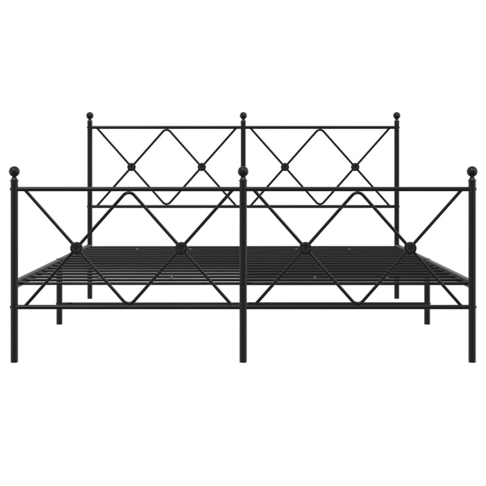 Cadru pat metalic cu tăblie de cap/picioare, negru, 150x200 cm - WALTI WALTI
