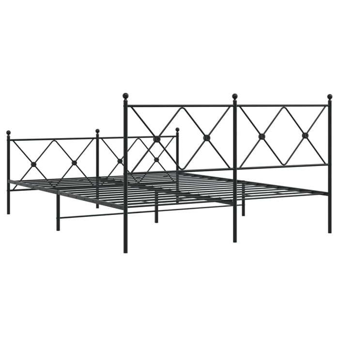 Cadru pat metalic cu tăblie de cap/picioare, negru, 150x200 cm - WALTI WALTI