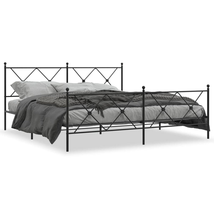 Cadru pat metalic cu tăblii de cap/picioare, negru, 183x213 cm - WALTI WALTI