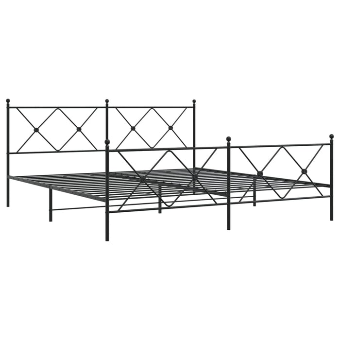 Cadru pat metalic cu tăblii de cap/picioare, negru, 183x213 cm - WALTI WALTI