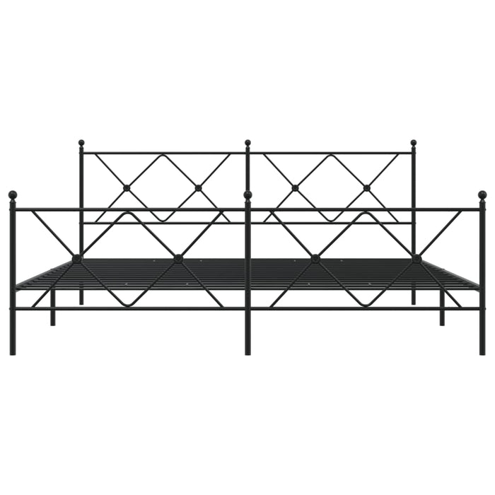Cadru pat metalic cu tăblii de cap/picioare, negru, 183x213 cm - WALTI WALTI
