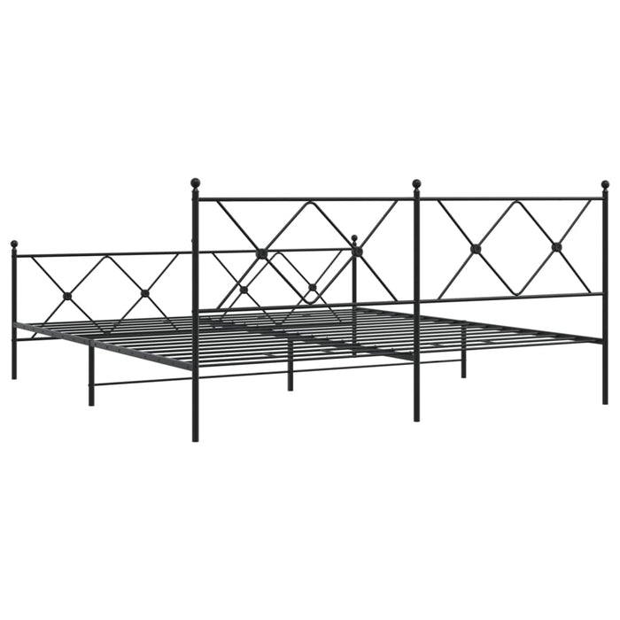 Cadru pat metalic cu tăblii de cap/picioare, negru, 183x213 cm - WALTI WALTI