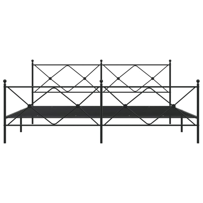Cadru pat metalic cu tăblii de cap/picioare, negru, 193x203 cm - WALTI WALTI