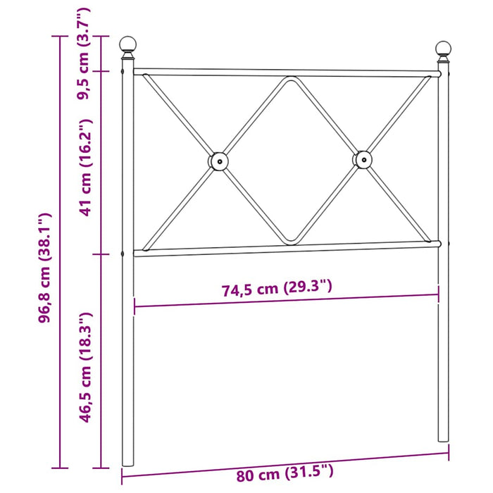 Tăblie de pat de schimb metalică, negru, 75 cm WALTI