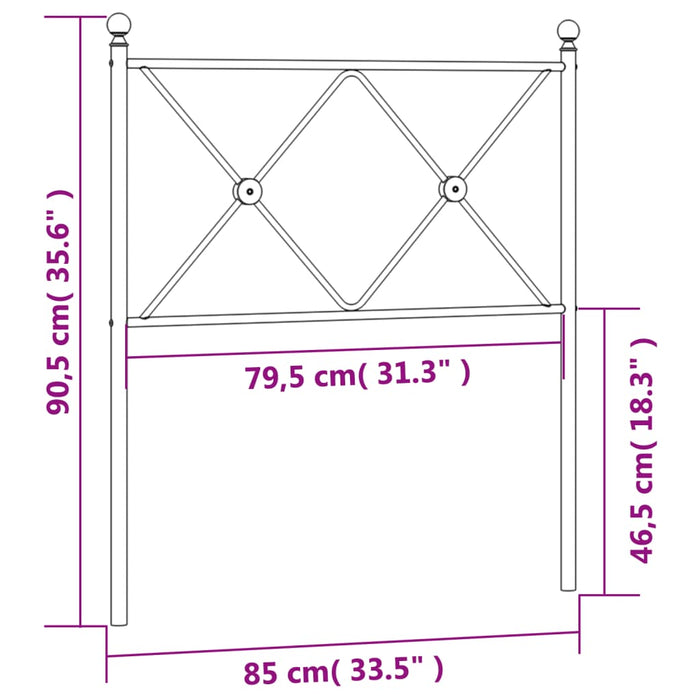 Tăblie de pat metalică, negru, 80 cm - WALTI WALTI