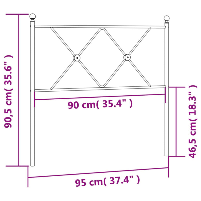 Tăblie de pat metalică, negru, 90 cm - WALTI WALTI