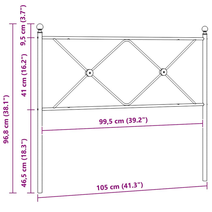 Tăblie de pat de schimb metalică, negru, 100 cm WALTI