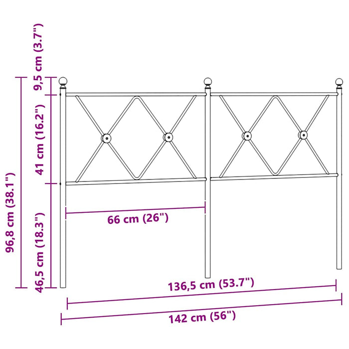 Tăblie de pat de schimb metalică, negru, 137 cm WALTI