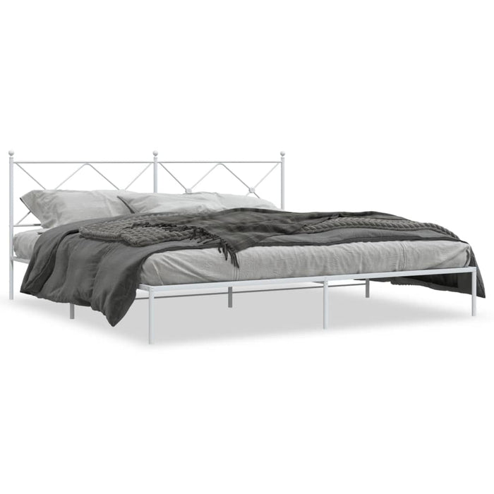 Cadru de pat metalic cu tăblie, alb, 200x200 cm - WALTI WALTI