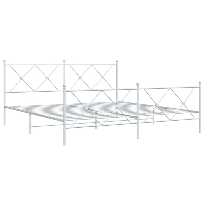 Cadru de pat metalic cu tăblie de cap/picioare, alb, 183x213 cm - WALTI WALTI
