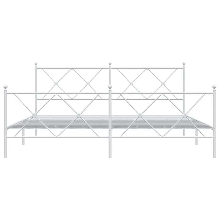 Cadru de pat metalic cu tăblie de cap/picioare, alb, 183x213 cm - WALTI WALTI