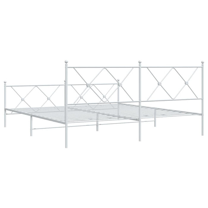 Cadru de pat metalic cu tăblie de cap/picioare, alb, 183x213 cm - WALTI WALTI