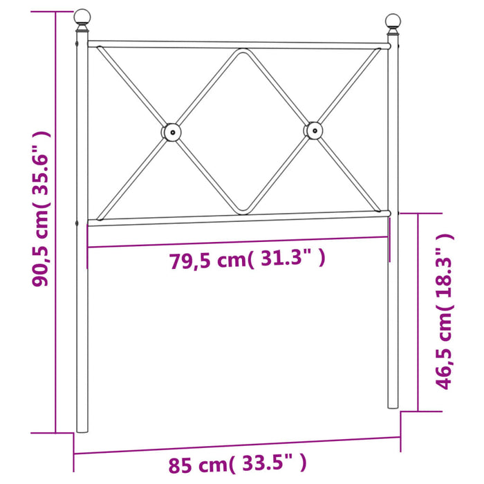 Tăblie de pat metalică, alb, 80 cm - WALTI WALTI