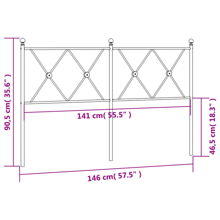 Tăblie de pat metalică, alb, 140 cm - WALTI WALTI