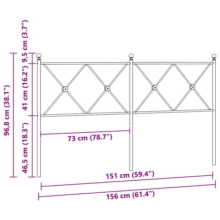Tăblie de pat de schimb metalică, alb, 150 cm WALTI
