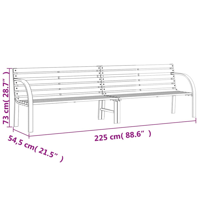 Bancă de grădină gri 225 cm lemn brad/oțel vopsit electrostatic WALTI
