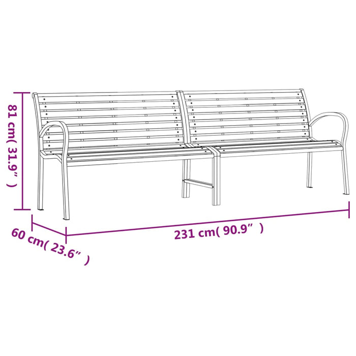 Bancă dublă de grădină, negru, 231 cm, oțel și WPC - WALTI WALTI