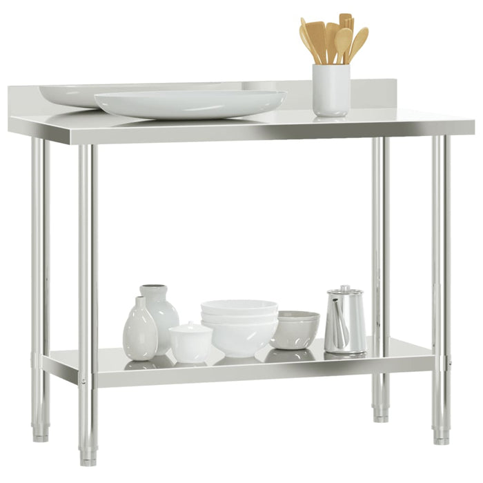 Masă de lucru bucătărie bordură antistropire 110x55x93 cm oțel - WALTI WALTI