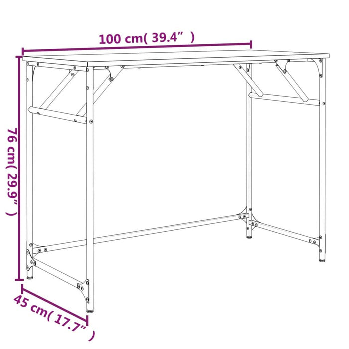 Birou stejar sonoma 100x45x76 cm lemn/oțel vopsit electrostatic - WALTI WALTI