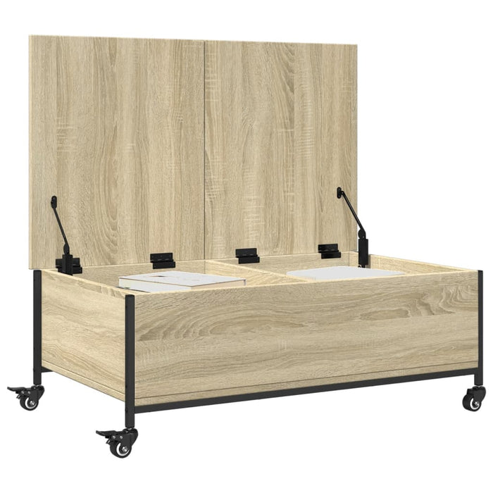 Măsuță cafea cu roți stejar sonoma 91x55x34 cm lemn prelucrat - WALTI WALTI