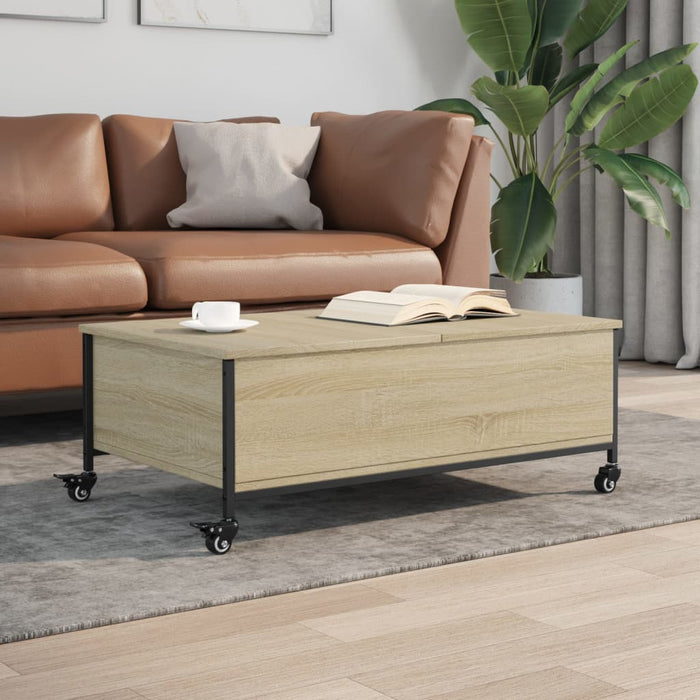 Măsuță cafea cu roți stejar sonoma 91x55x34 cm lemn prelucrat - WALTI WALTI