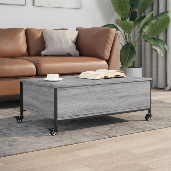 Măsuță cafea cu roți sonoma gri 91x55x34 cm lemn prelucrat - WALTI WALTI