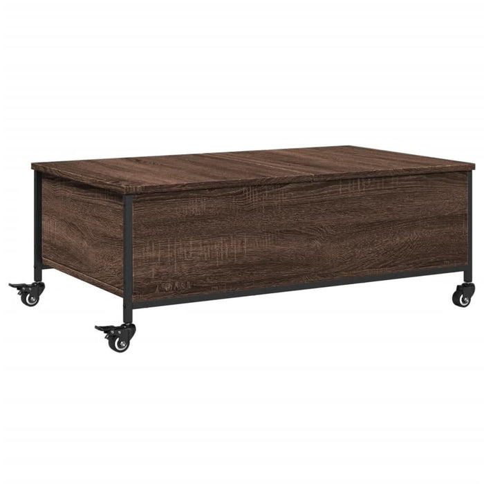 Măsuță cafea cu roți stejar maro 91x55x34 cm lemn prelucrat - WALTI WALTI