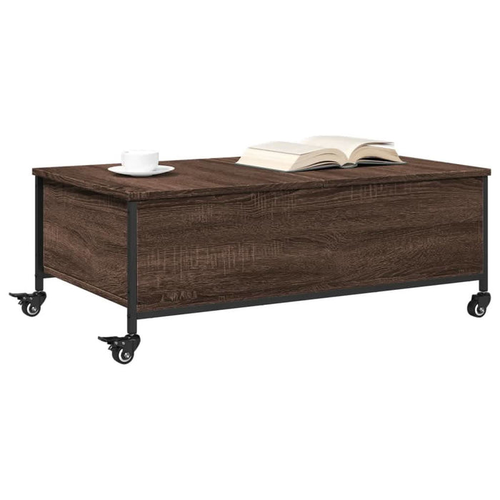 Măsuță cafea cu roți stejar maro 91x55x34 cm lemn prelucrat - WALTI WALTI