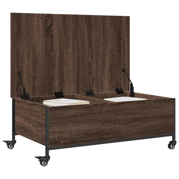 Măsuță cafea cu roți stejar maro 91x55x34 cm lemn prelucrat - WALTI WALTI
