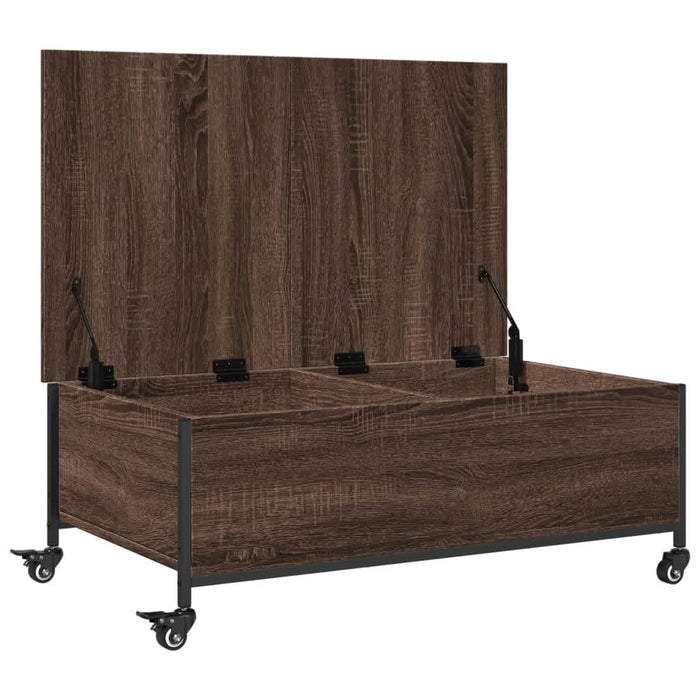 Măsuță cafea cu roți stejar maro 91x55x34 cm lemn prelucrat - WALTI WALTI