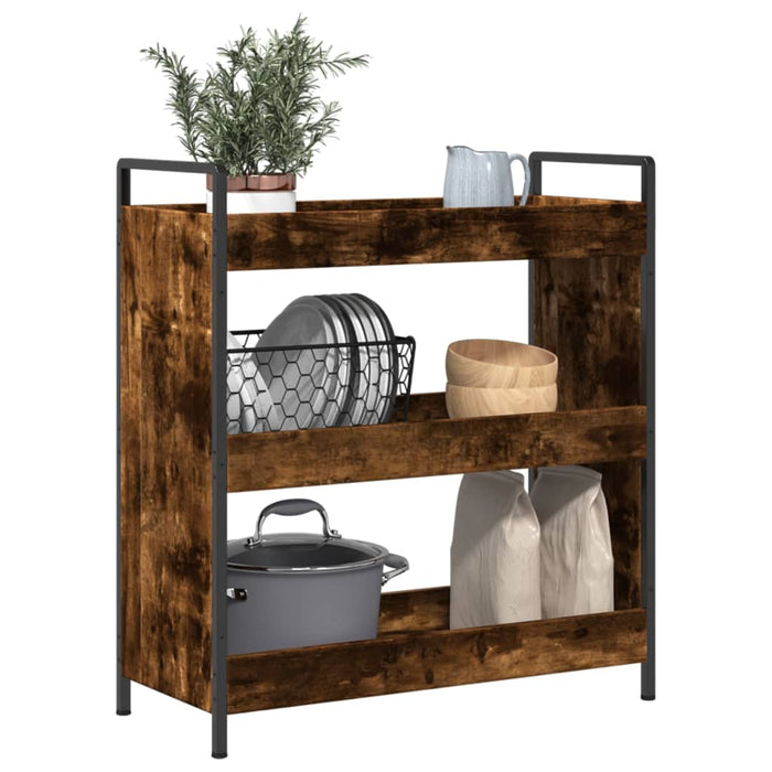 Cărucior de bucătărie stejar fumuriu 70x30x82 cm lemn prelucrat - WALTI WALTI
