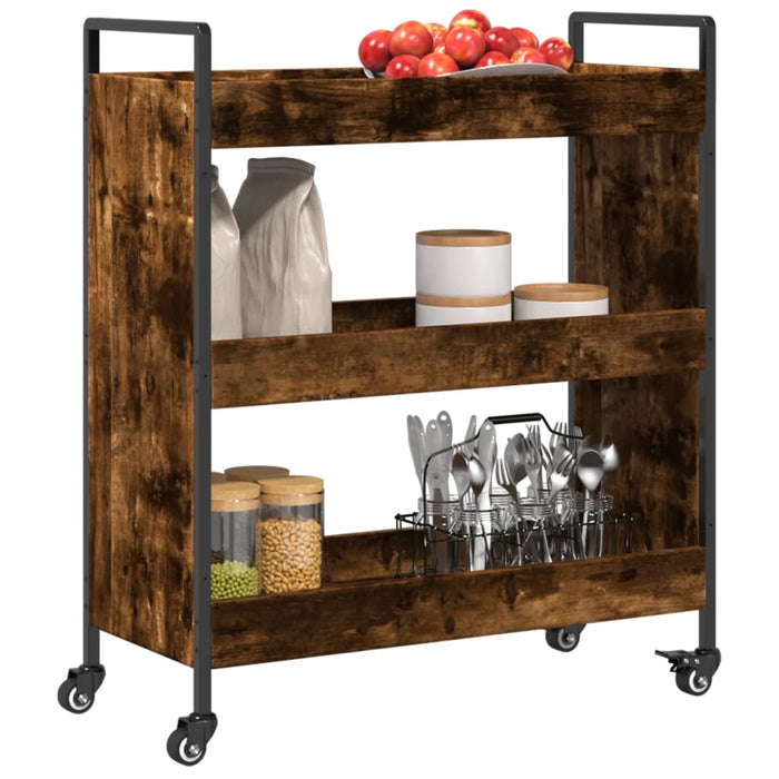 Cărucior de bucătărie stejar fumuriu 70x30x82 cm lemn prelucrat - WALTI WALTI