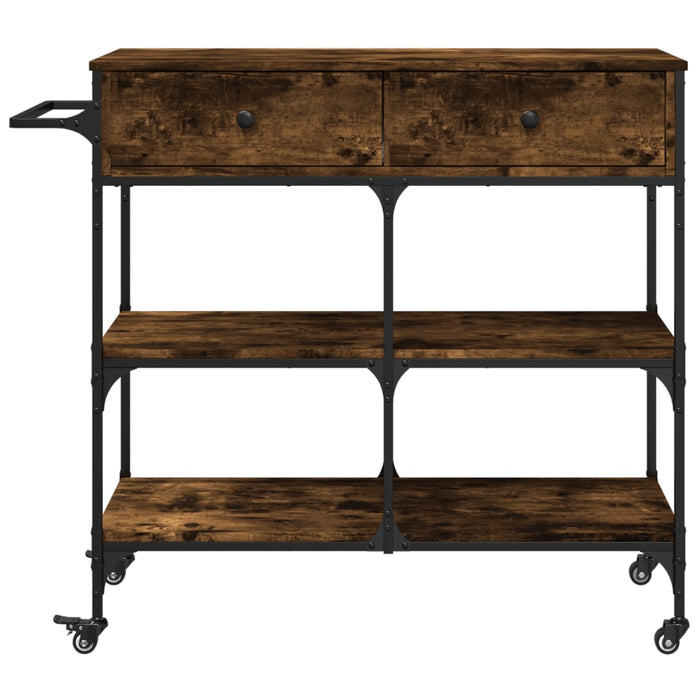Cărucior de bucătărie stejar fumuriu 105x42x95cm lemn prelucrat - WALTI WALTI