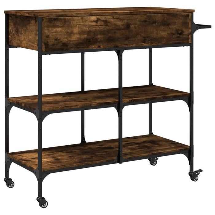 Cărucior de bucătărie stejar fumuriu 105x42x95cm lemn prelucrat - WALTI WALTI