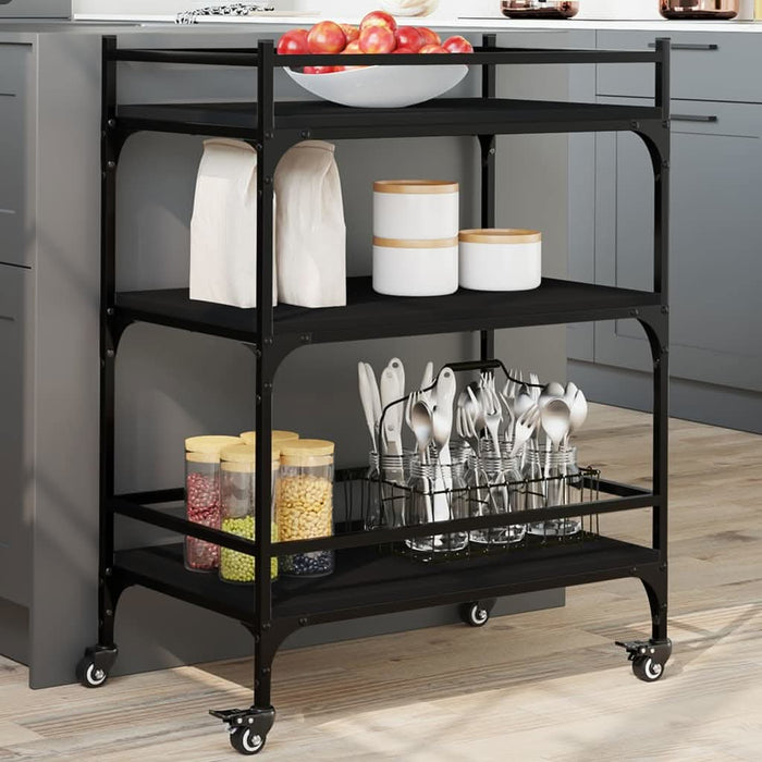 Cărucior de bucătărie, negru, 65x40x86,5 cm, lemn prelucrat - WALTI WALTI