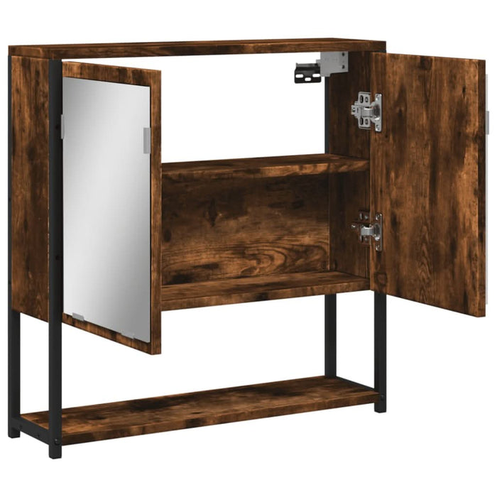 Dulap baie cu oglindă stejar fumuriu 60x16x60 cm lemn compozit - WALTI WALTI