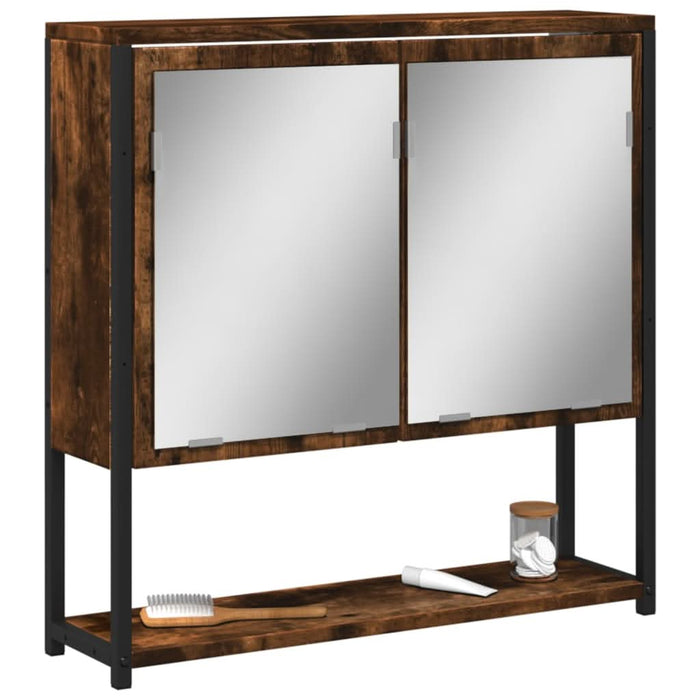 Dulap baie cu oglindă stejar fumuriu 60x16x60 cm lemn compozit - WALTI WALTI
