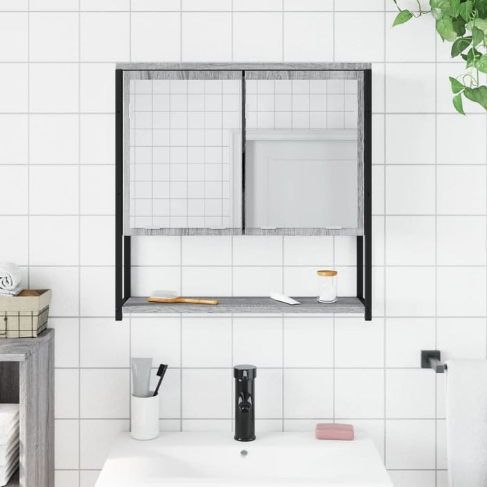 Dulap de baie cu oglindă gri sonoma 60x16x60 cm lemn compozit - WALTI WALTI
