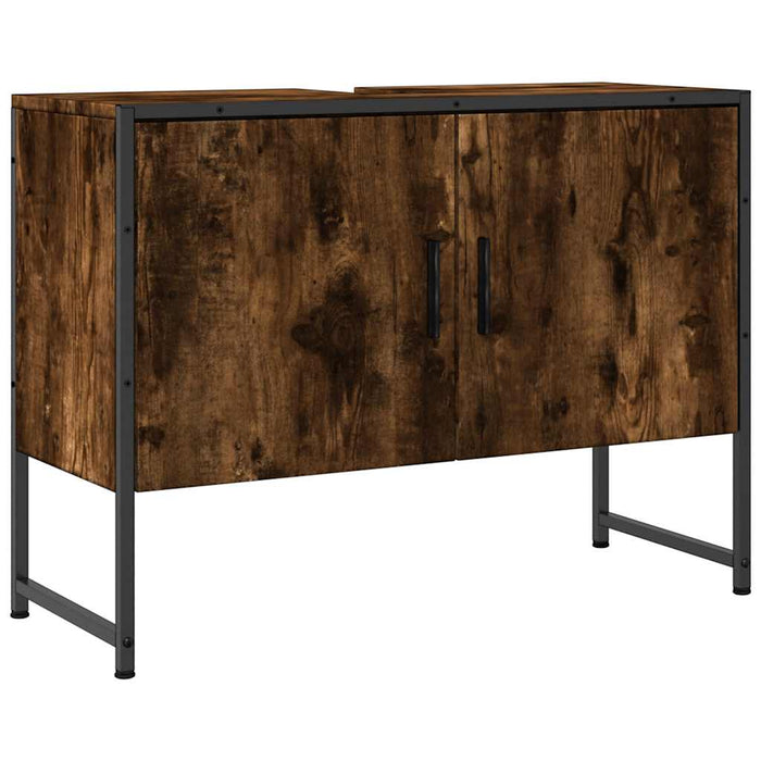 Dulap chiuveta de baie stejar fumuriu 80x33x60 cm lemn compozit - WALTI WALTI