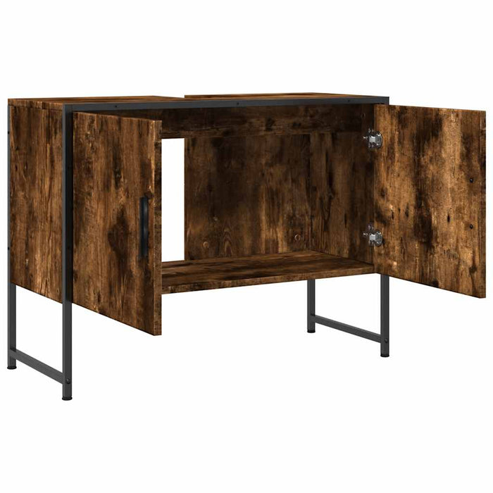 Dulap chiuveta de baie stejar fumuriu 80x33x60 cm lemn compozit - WALTI WALTI