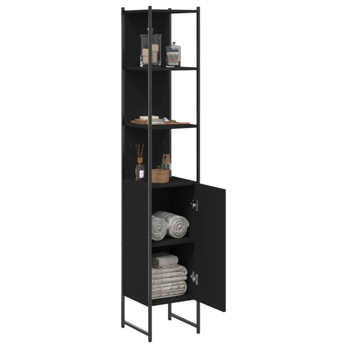 Dulap de baie, negru, 33x33x185,5 cm, lemn prelucrat - WALTI WALTI