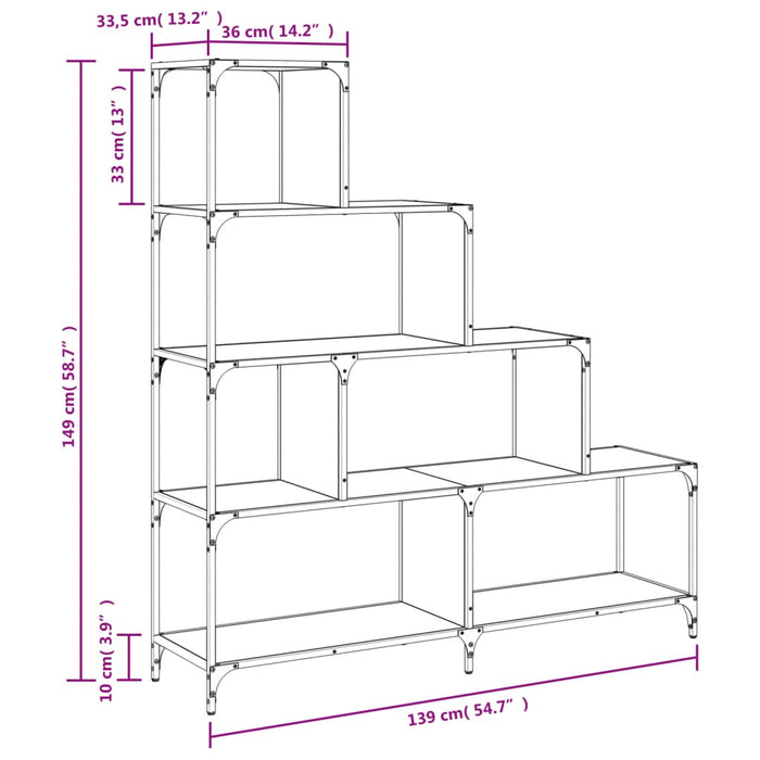 Bibliotecă cu 4 niveluri negru 139x33,5x149 cm lemn - WALTI WALTI