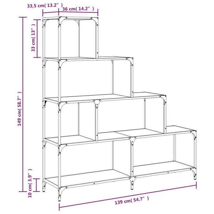 Bibliotecă cu 4 niveluri stejar sonoma 139x33,5x149 cm lemn - WALTI WALTI