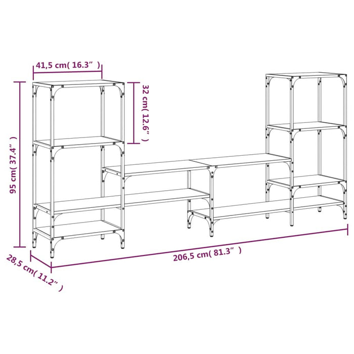 Dulap TV, stejar maro, 206,5x28,5x95 cm, lemn prelucrat - WALTI WALTI