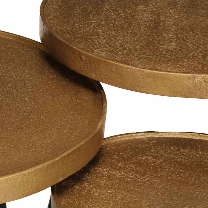 Masă de cafea 3 buc., lemn prelucrat auriu - WALTI WALTI