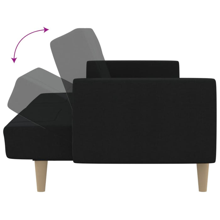 Canapea extensibilă cu 2 locuri, negru, material textil - WALTI WALTI