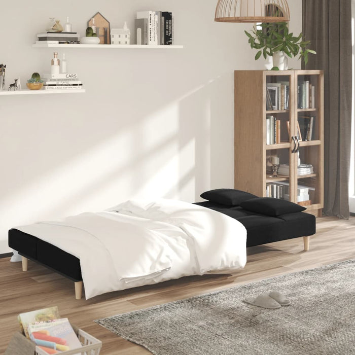 Canapea extensibilă cu 2 locuri, 2 perne, negru, textil - WALTI WALTI