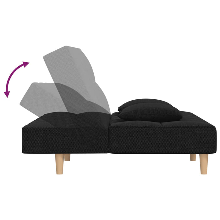 Canapea extensibilă cu 2 locuri, 2 perne, negru, textil - WALTI WALTI