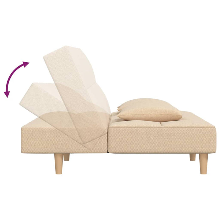 Canapea extensibilă cu 2 locuri, 2 perne, crem, textil - WALTI WALTI